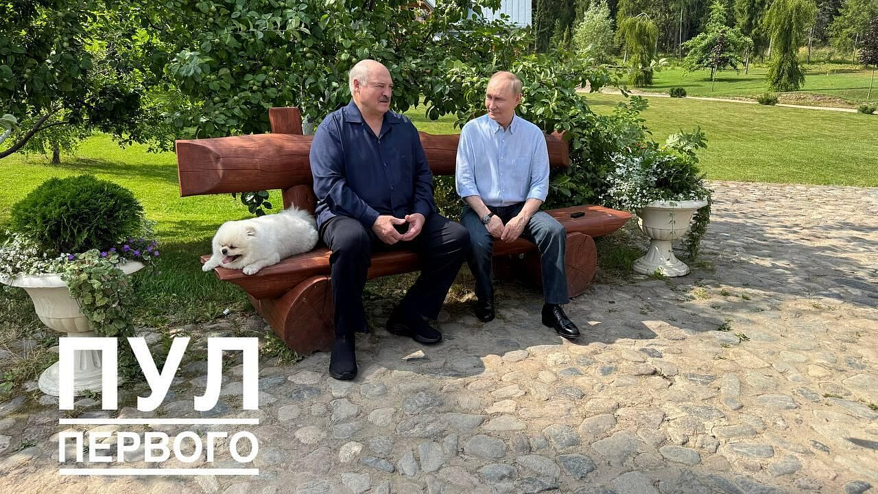 Путин и Лукашенко общаются в компании шпица белорусского лидера