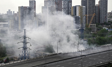 Пожар на стройплощадке в Москве потушили