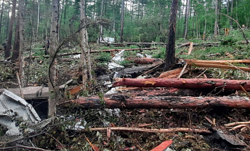 Спасатели просеивают грунт для извлечения мелких фрагментов Ан-24