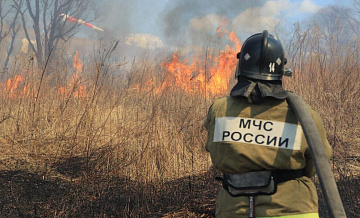 В Казахстане загорелась степная трава
