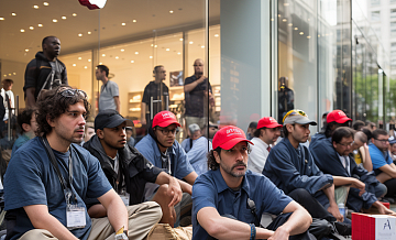В преддверии выхода нового iPhone работники магазинов Apple во Франции вышли на забастовку