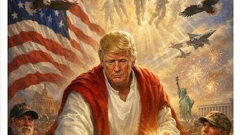 Трамп опубликовал картинку, на которой представил себя в образе целителя